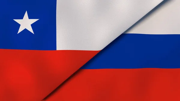 Dos Estados Banderas Chile Rusia Fondo Negocio Alta Calidad Ilustración —  Fotos de Stock