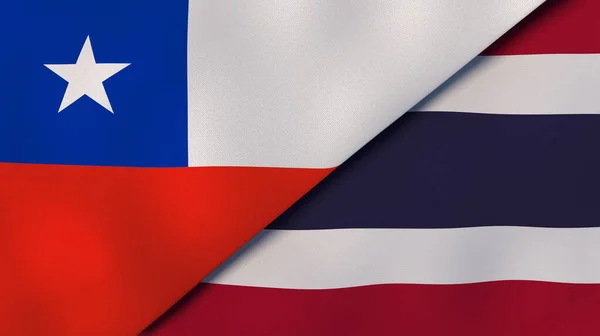 Dos Estados Banderas Chile Tailandia Fondo Negocio Alta Calidad Ilustración —  Fotos de Stock