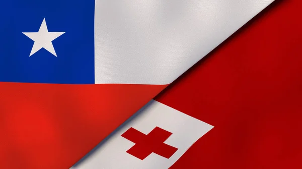 Dos Estados Banderas Chile Tonga Fondo Negocio Alta Calidad Ilustración —  Fotos de Stock