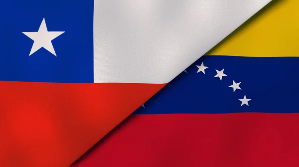 Twee Staten Vlaggen Van Chili Venezuela Hoge Kwaliteit Zakelijke Achtergrond — Stockfoto