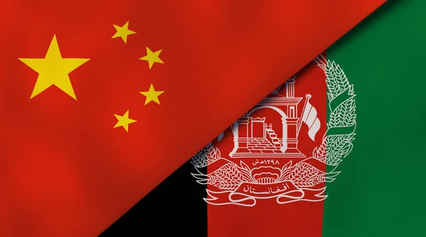 Two states flags of China and Afghanistan. High quality business background. 3d illustration