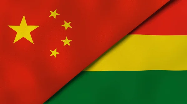 Two States Flags China Bolivia High Quality Business Background Illustration — Stock Photo, Image