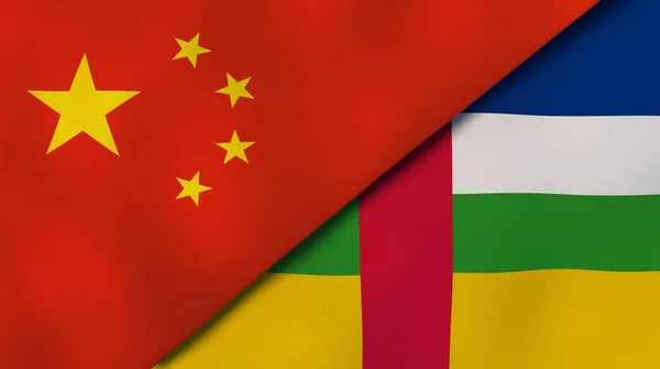 Two States Flags China Central African Republic High Quality Business — Stock Photo, Image