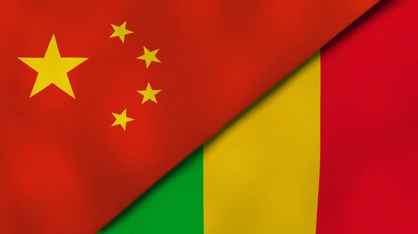 Δύο Πολιτείες Σημαίες Της Κίνας Και Του Μάλι Επαγγελματικό Υπόβαθρο — Φωτογραφία Αρχείου