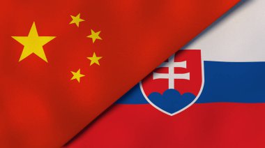 Çin ve Slovakya 'nın iki bayrağı. Kaliteli bir iş geçmişi. 3d illüstrasyon