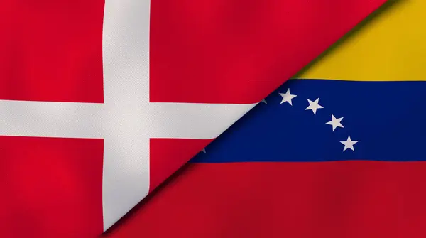 Dwa Państwa Bandery Danii Wenezueli Wysokiej Jakości Doświadczenie Biznesowe Ilustracja — Zdjęcie stockowe