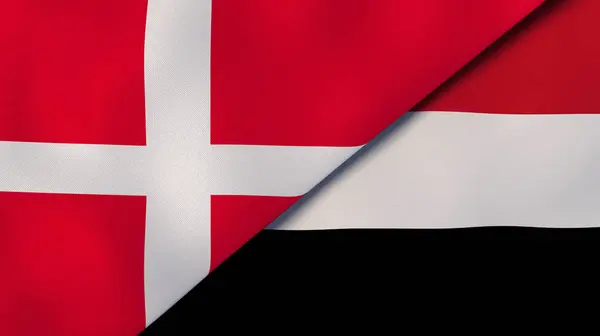 Deux États Drapeaux Danemark Yémen Une Expérience Professionnelle Haute Qualité — Photo