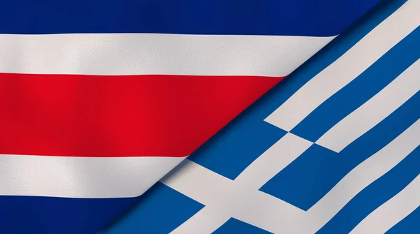 Dois Estados Bandeiras Costa Rica Grécia Fundo Negócios Alta Qualidade — Fotografia de Stock