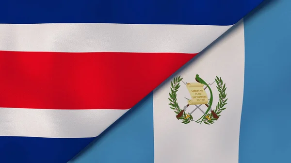 Флаги Двух Штатов Коста Рики Гватемалы Высококачественный Бизнес Фон Иллюстрация — стоковое фото