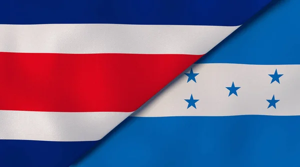 Флаги Двух Штатов Коста Рики Гондураса Высококачественный Бизнес Фон Иллюстрация — стоковое фото