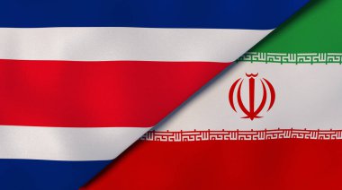 Kosta Rika ve İran 'ın iki bayrağı. Kaliteli bir iş geçmişi. 3d illüstrasyon