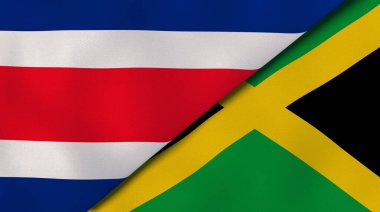 Kosta Rika ve Jamaika 'nın iki bayrağı. Kaliteli bir iş geçmişi. 3d illüstrasyon