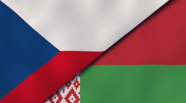 Çek Cumhuriyeti ve Belarus 'un iki bayrağı. Kaliteli bir iş geçmişi. 3d illüstrasyon