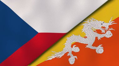 Çek Cumhuriyeti ve Butan 'ın iki bayrağı. Kaliteli bir iş geçmişi. 3d illüstrasyon