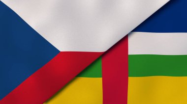 Çek Cumhuriyeti ve Orta Afrika Cumhuriyeti 'nin iki bayrağı. Kaliteli bir iş geçmişi. 3d illüstrasyon