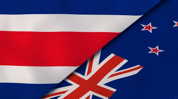 Deux États Drapeaux Costa Rica Nouvelle Zélande Une Expérience Professionnelle — Photo