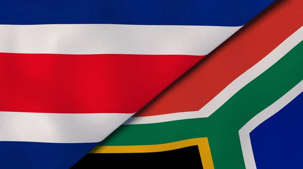 Två Stater Flaggar Costa Rica Och Sydafrika Hög Kvalitet Affärsbakgrund — Stockfoto
