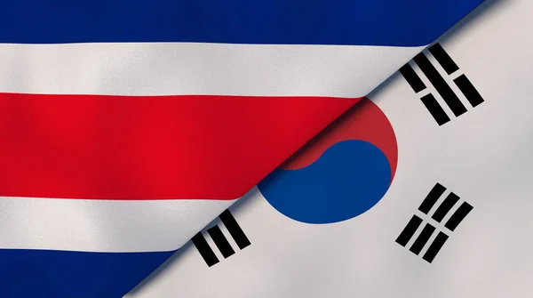 Due Stati Bandiere Costa Rica Corea Del Sud Contesto Aziendale — Foto Stock