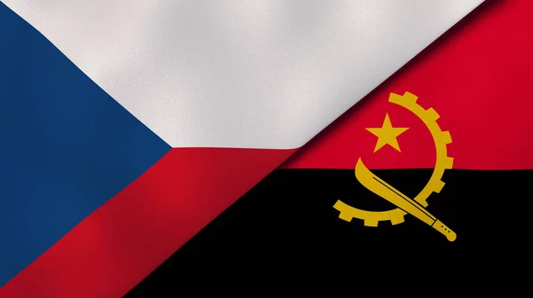 Dos Estados Banderas República Checa Angola Fondo Negocio Alta Calidad — Foto de Stock