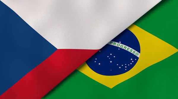 Två Flaggstater Tjeckien Och Brasilien Hög Kvalitet Affärsbakgrund Illustration — Stockfoto