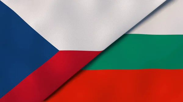 チェコ共和国とブルガリアの2つの国旗 高品質のビジネス背景 3Dイラスト — ストック写真
