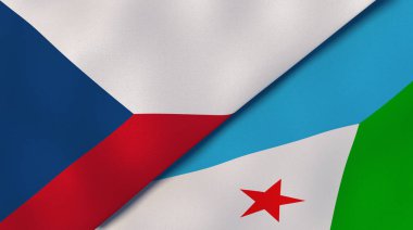 Çek Cumhuriyeti ve Cibuti 'nin iki bayrağı. Kaliteli bir iş geçmişi. 3d illüstrasyon