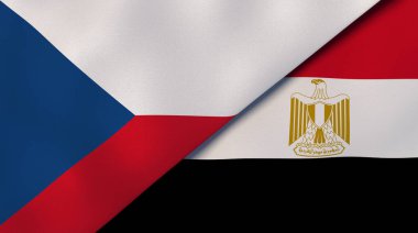 Çek Cumhuriyeti ve Mısır 'ın iki bayrağı. Kaliteli bir iş geçmişi. 3d illüstrasyon