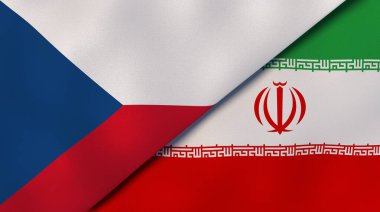 Çek Cumhuriyeti ve İran 'ın iki bayrağı. Kaliteli bir iş geçmişi. 3d illüstrasyon