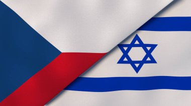 Çek Cumhuriyeti ve İsrail 'in iki bayrağı. Kaliteli bir iş geçmişi. 3d illüstrasyon