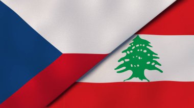 Çek Cumhuriyeti ve Lübnan 'ın iki bayrağı. Kaliteli bir iş geçmişi. 3d illüstrasyon