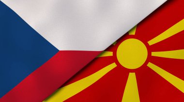 Çek Cumhuriyeti ve Makedonya 'nın iki bayrağı. Kaliteli bir iş geçmişi. 3d illüstrasyon