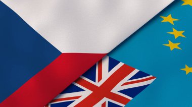 Çek Cumhuriyeti ve Tuvalu 'nun iki bayrağı. Kaliteli bir iş geçmişi. 3d illüstrasyon