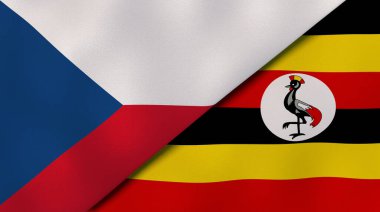 Çek Cumhuriyeti ve Uganda 'nın iki bayrağı. Kaliteli bir iş geçmişi. 3d illüstrasyon