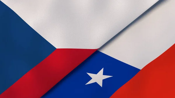 Två Flaggstater Tjeckien Och Chile Hög Kvalitet Affärsbakgrund Illustration — Stockfoto