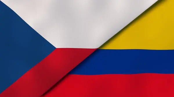 捷克共和国和哥伦比亚的两个国家的国旗 高质量的商业背景 3D说明 — 图库照片