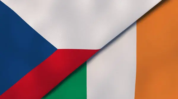 Twee Staten Vlaggen Van Tsjechië Ierland Hoge Kwaliteit Zakelijke Achtergrond — Stockfoto