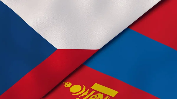 チェコ共和国とモンゴルの2つの国旗 高品質のビジネス背景 3Dイラスト — ストック写真