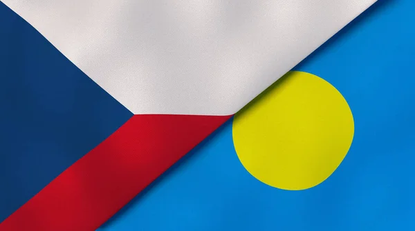 Флаги Двух Штатов Чехии Палау Высококачественный Бизнес Фон Иллюстрация — стоковое фото