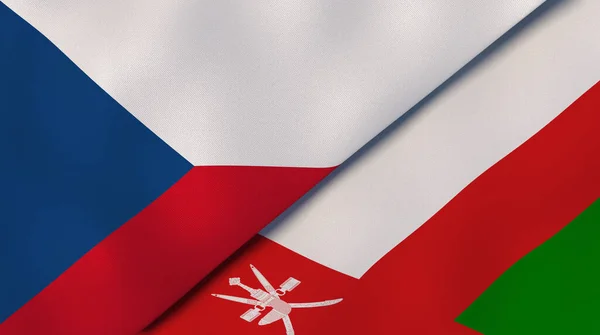 チェコ共和国とオマーンの2つの国旗 高品質のビジネス背景 3Dイラスト — ストック写真