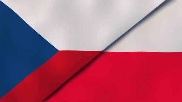 Två Flaggstater Tjeckien Och Polen Hög Kvalitet Affärsbakgrund Illustration — Stockfoto