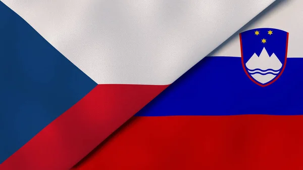 Two States Flags Czech Republic Slovenia High Quality Business Background — Stock Photo, Image