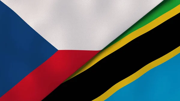 Dois Estados Bandeiras República Checa Tanzânia Fundo Negócios Alta Qualidade — Fotografia de Stock
