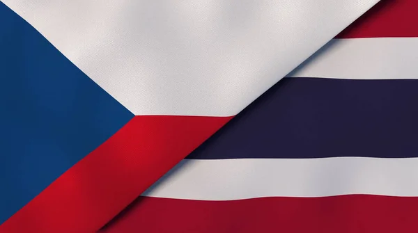 Due Stati Bandiere Della Repubblica Ceca Della Thailandia Contesto Aziendale — Foto Stock