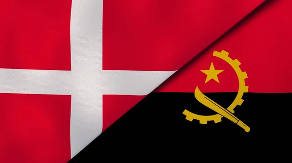 Deux États Drapeaux Danemark Angola Une Expérience Professionnelle Haute Qualité — Photo