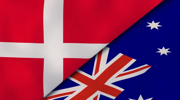 Два Прапори Штатів Данії Австралії Високоякісне Ділове Минуле Ілюстрація — стокове фото