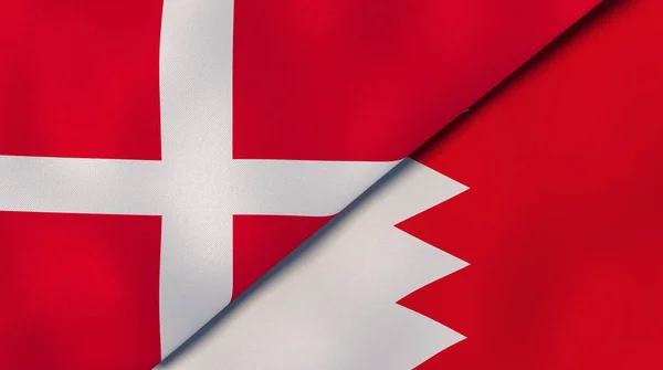 Två Stater Flaggar Danmark Och Bahrain Hög Kvalitet Affärsbakgrund Illustration — Stockfoto