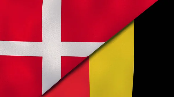 Två Flaggstater Från Danmark Och Belgien Hög Kvalitet Affärsbakgrund Illustration — Stockfoto