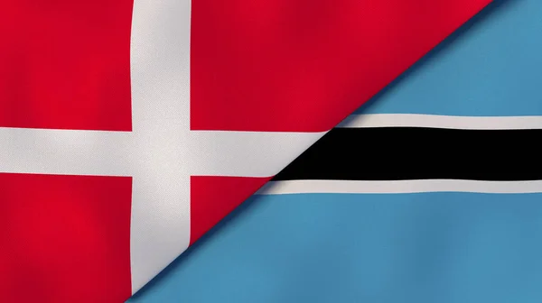 Dwie Flagi Stanowe Danii Botswany Wysokiej Jakości Doświadczenie Biznesowe Ilustracja — Zdjęcie stockowe