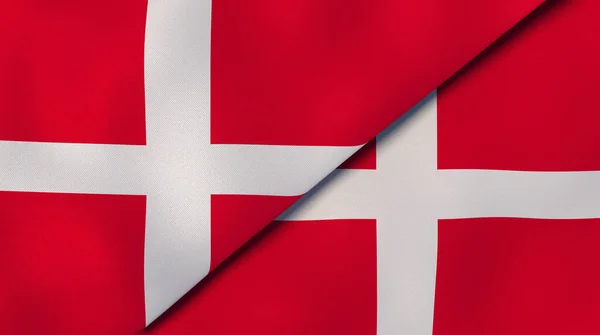 Dos Estados Banderas Dinamarca Dinamarca Fondo Negocio Alta Calidad Ilustración —  Fotos de Stock