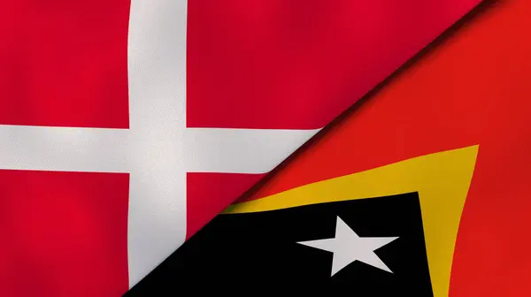 Dwie Flagi Danii Timoru Wschodniego Wysokiej Jakości Doświadczenie Biznesowe Ilustracja — Zdjęcie stockowe